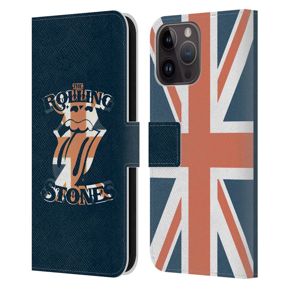 ROLLING STONES ローリングストーンズ (来日 35周年 記念 ) - Union Jack Tongue レザー手帳型 / Apple iPhoneケース - PGS